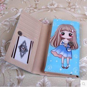 New PU Leather Lovely Cartoon Girl Doll Long Wallet